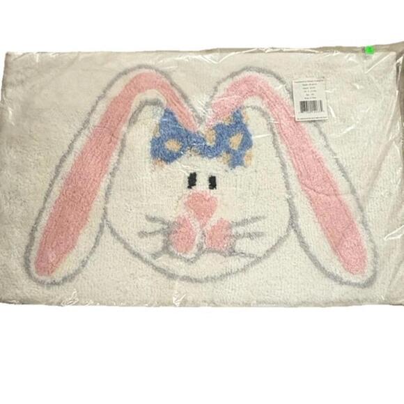 White & pastel Easter bunny rug 31" x 20" - Picture 1 of 7